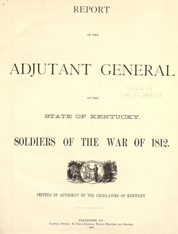 Kentucky Soldiers of the War of 1812